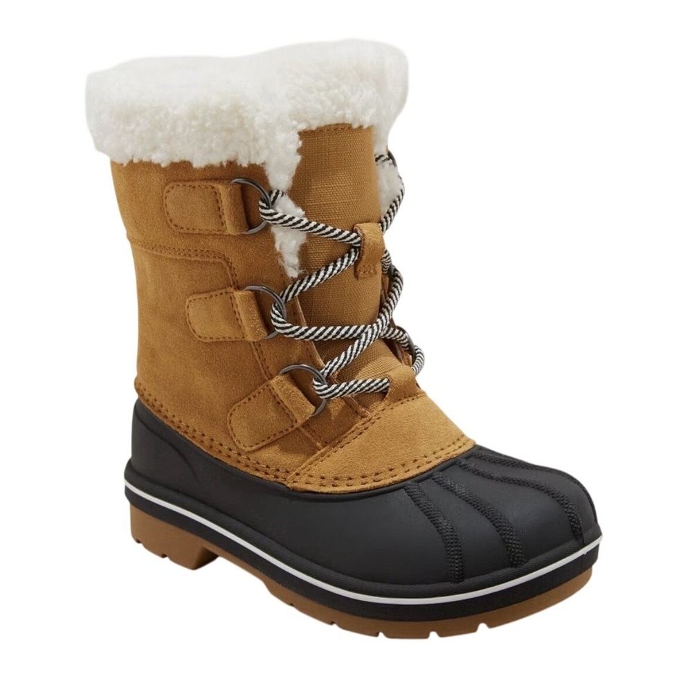 boys or girls Cat & Jack Winter Boots Leather Kids Youth Faux Fur Size 1 Fall
